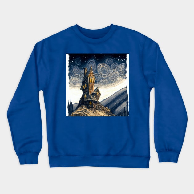 Starry Night Above The Shrieking Shack Crewneck Sweatshirt by Grassroots Green